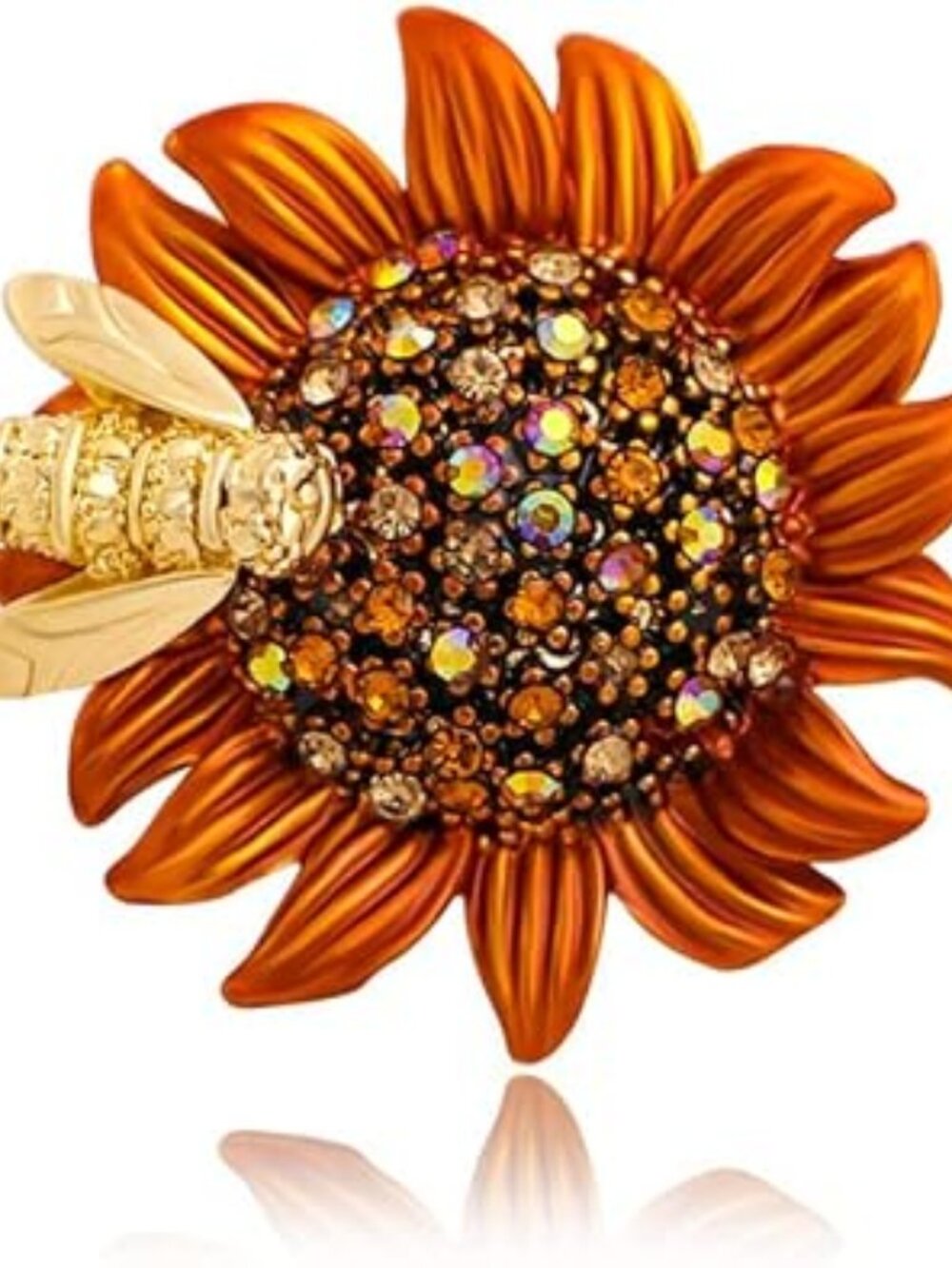 Bee on Sunflower Brooch Lapel Pin Beautiful !! New